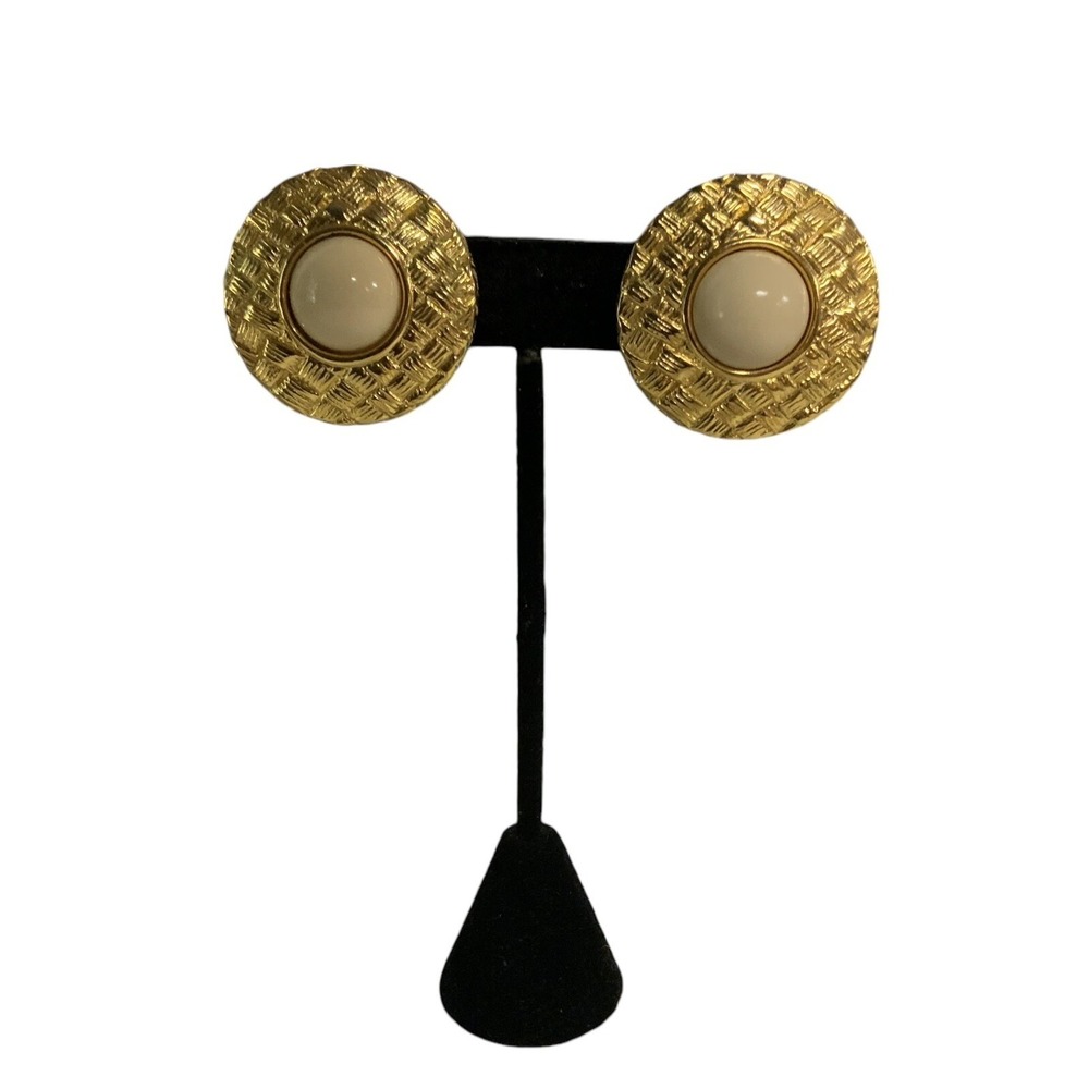 Vintage Joan Rivers Interchangeable Magnetic Faux Pearl Goldtone Clip Ons Signed